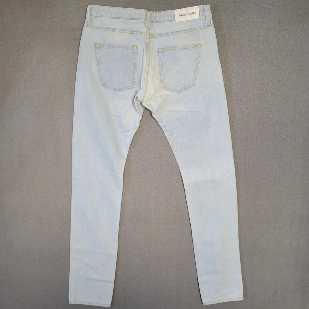 Acne Jeans Light Bleach Wash Slim Denim Trousers Made in Italy 31x31 - Picture 3 of 12